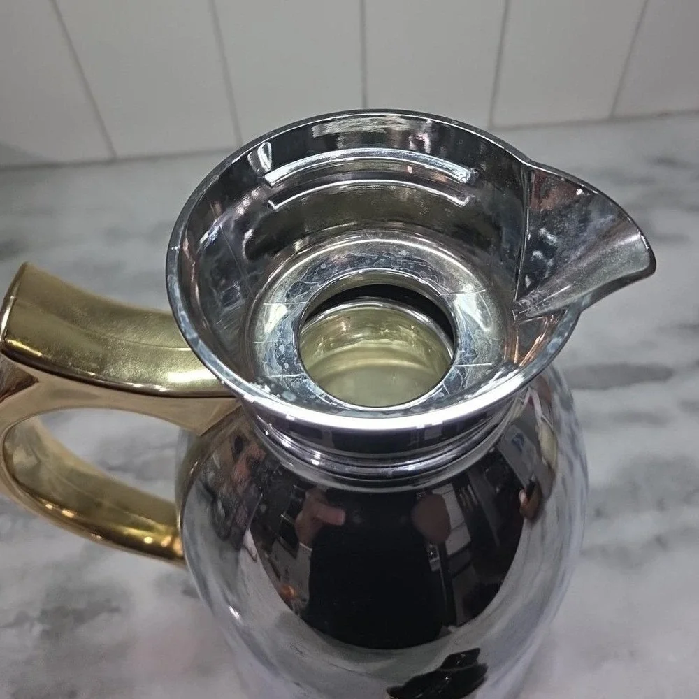 Thermal 1qt Plastic Coffee Pot, Vintage Insulated Silver Carafe, Kitchenware